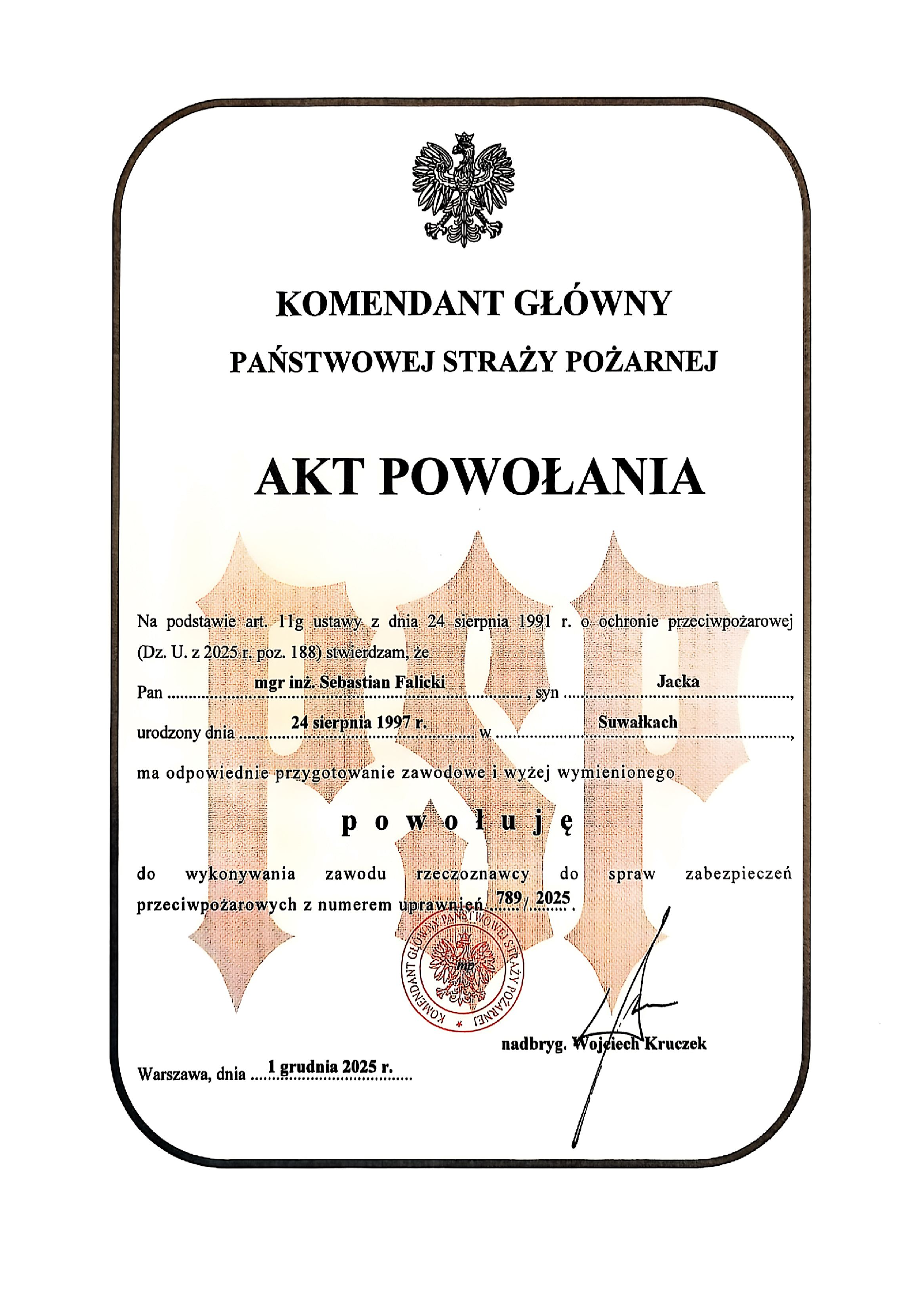 Skan Uprawnień Rzeczoznawcy PPOŻ